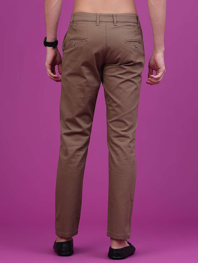 Men Solid Mid Rise Chinos Casual Trouser - 22699141 -  Standard Image - 4
