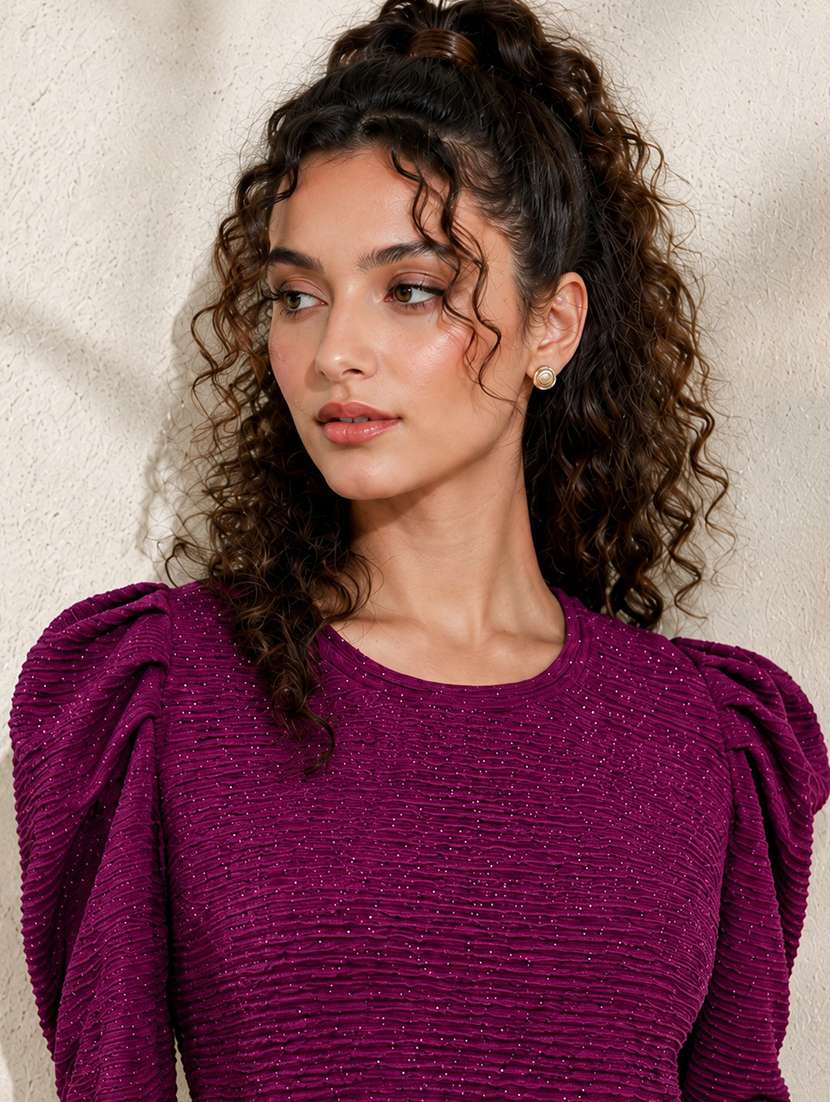 Women Self Design Long Sleeves Peplum Top - 22699316 -  Standard Image - 1