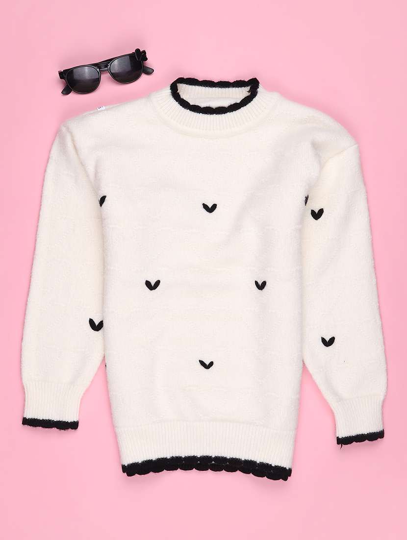 Girls Self Design Long Sleeves Regular Sweater - 22699490 -  Standard Image - 1