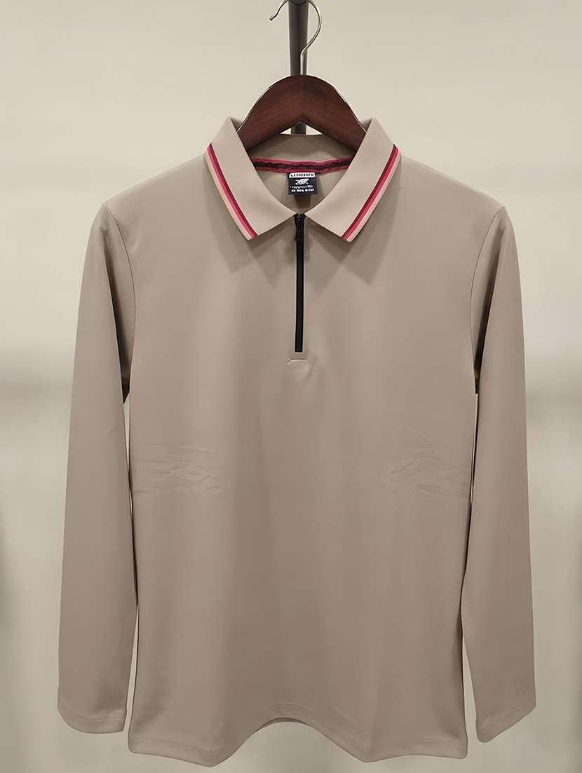 Men Solid Long Sleeve Regular Fit Polo T-shirt - 22700472 -  Standard Image - 4