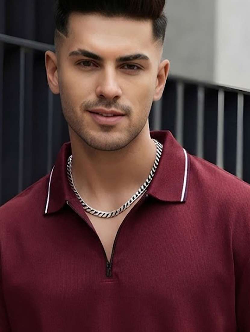 Men Solid Long Sleeve Regular Fit Polo T-shirt - 22700481 -  Standard Image - 1