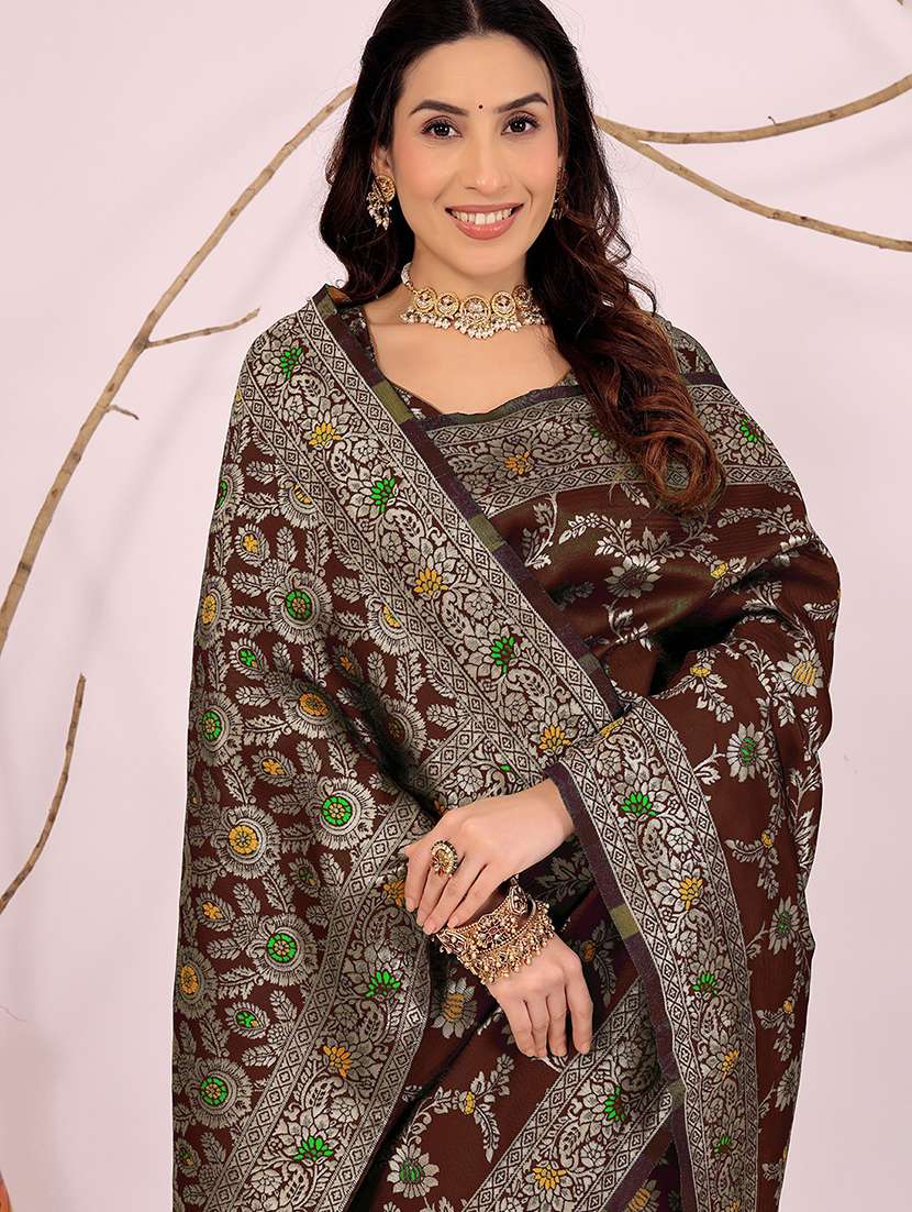 Women Self Design Banarasi Saree With Blouse - 22700645 -  Standard Image - 1