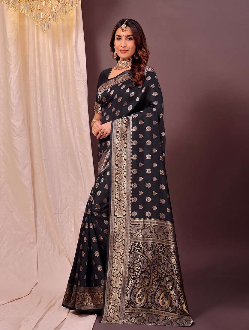 Women Self Design Banarasi Saree With Blouse - 22700657 -  Standard Image - 4