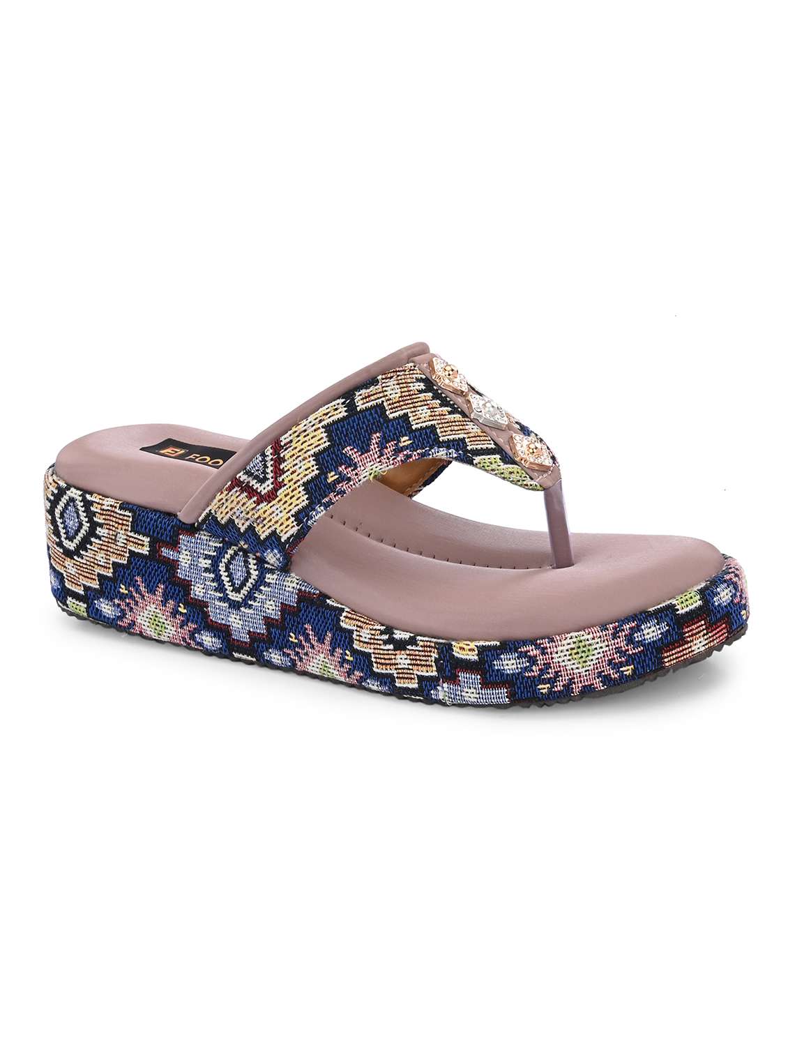 Women Embroidered Toe Separator Wedges - 22701016 -  Standard Image - 1
