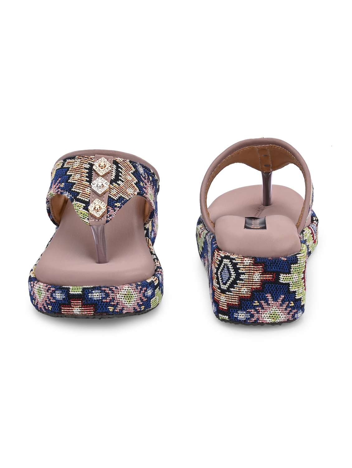Women Embroidered Toe Separator Wedges - 22701016 -  Standard Image - 4