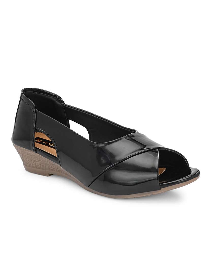 Women Solid Slip On Peep Toe Ballerina - 22701025 -  Standard Image - 1