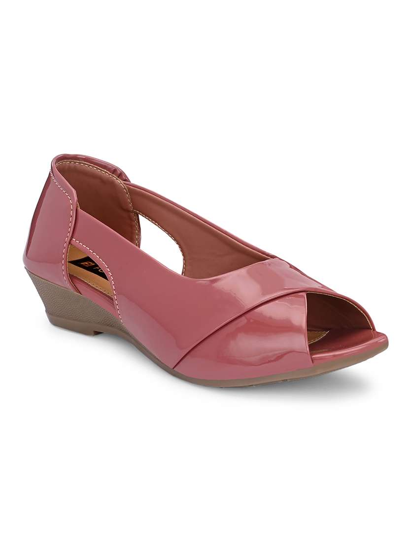 Women Solid Slip On Peep Toe Ballerina - 22701027 -  Standard Image - 1