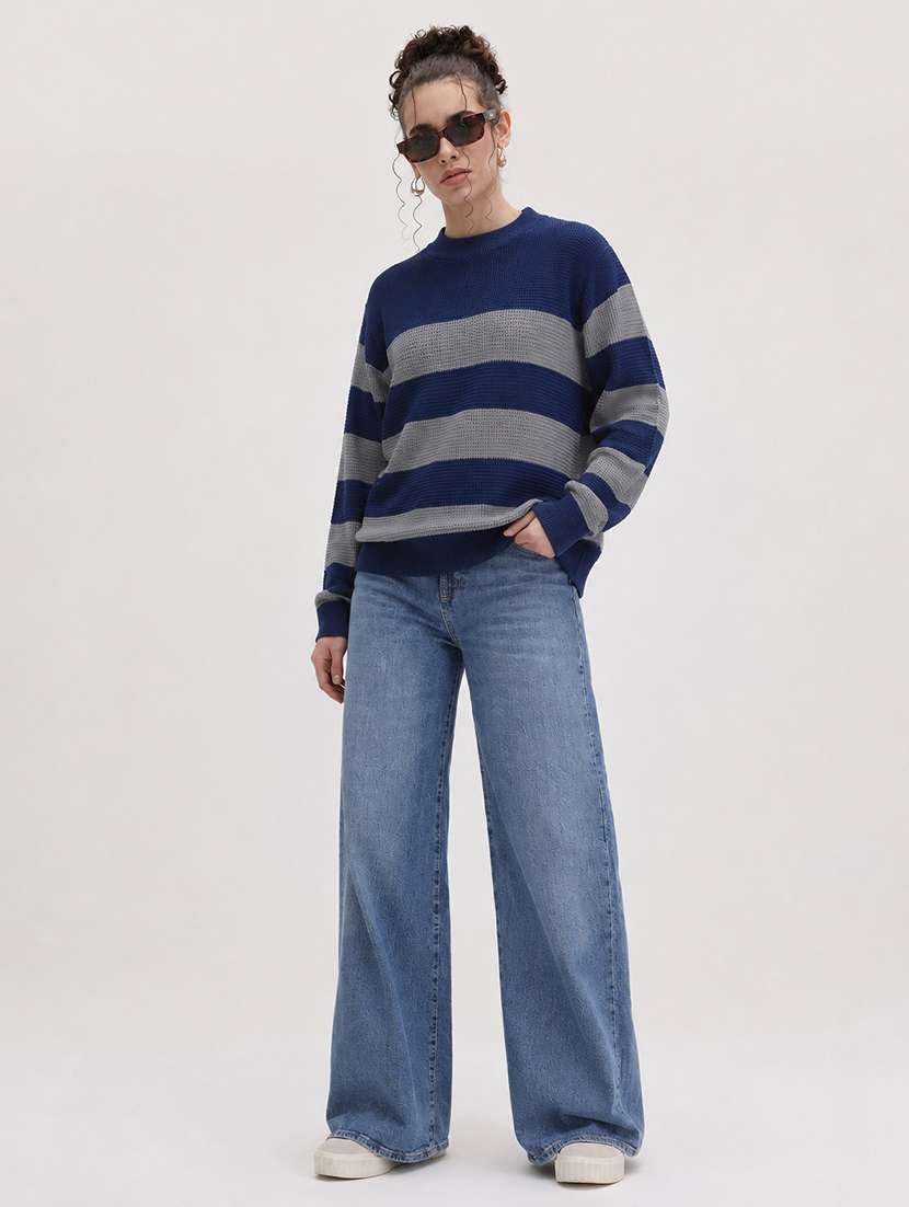 Women Striped Long Sleeve Pullover - 22701532 -  Standard Image - 4