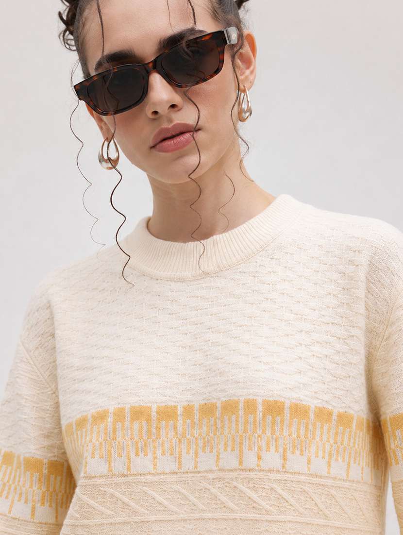 Women Self Design Long Sleeve Pullover - 22701540 -  Standard Image - 1
