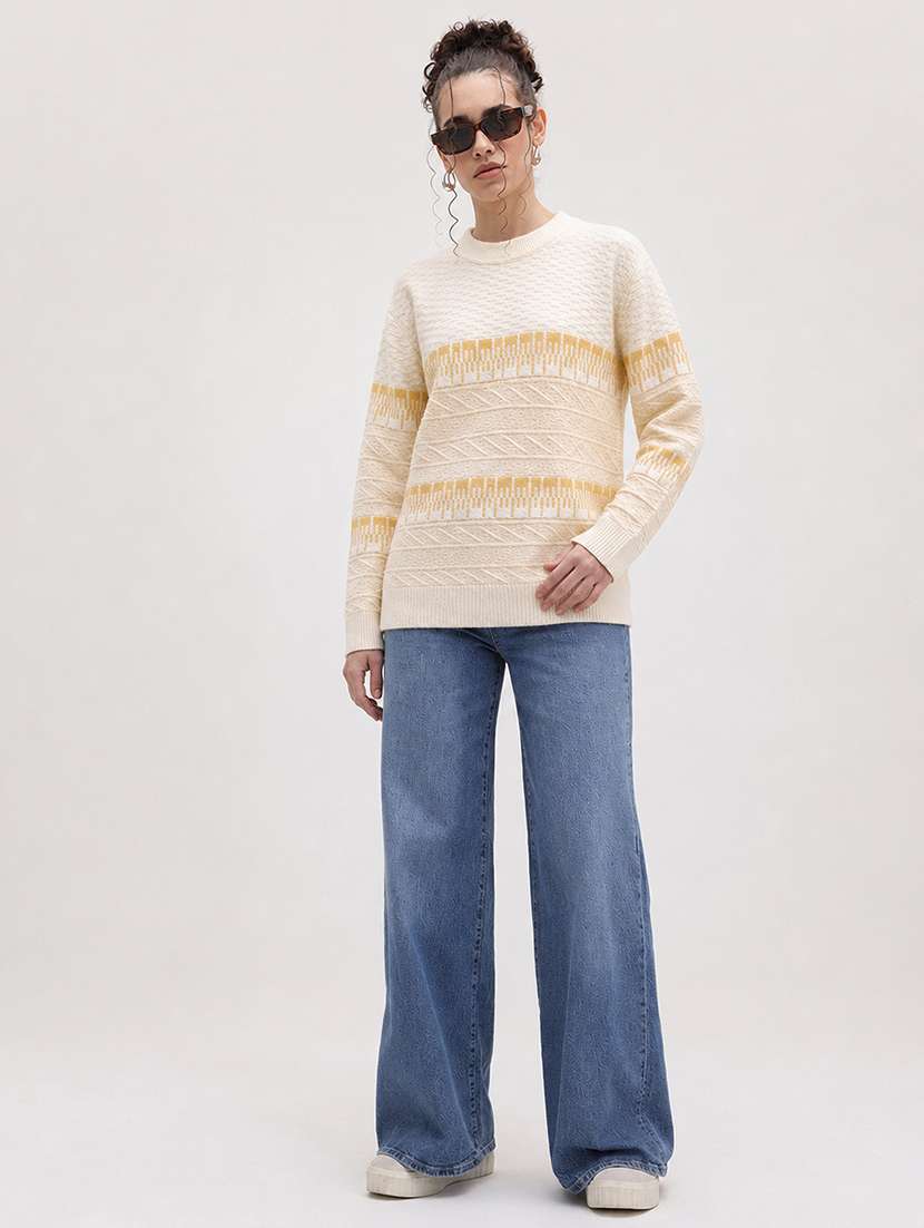 Women Self Design Long Sleeve Pullover - 22701540 -  Standard Image - 4