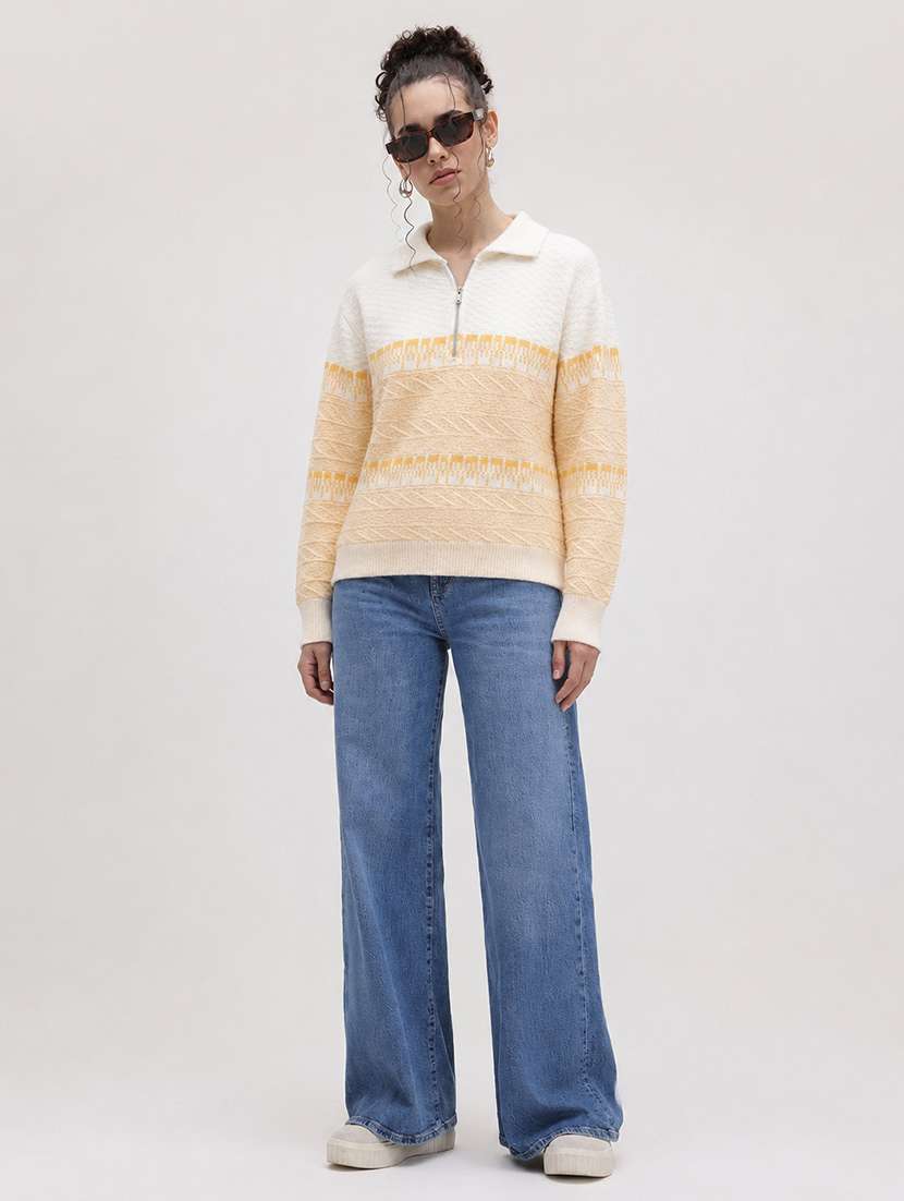 Women Self Design Long Sleeve Pullover - 22701547 -  Standard Image - 4