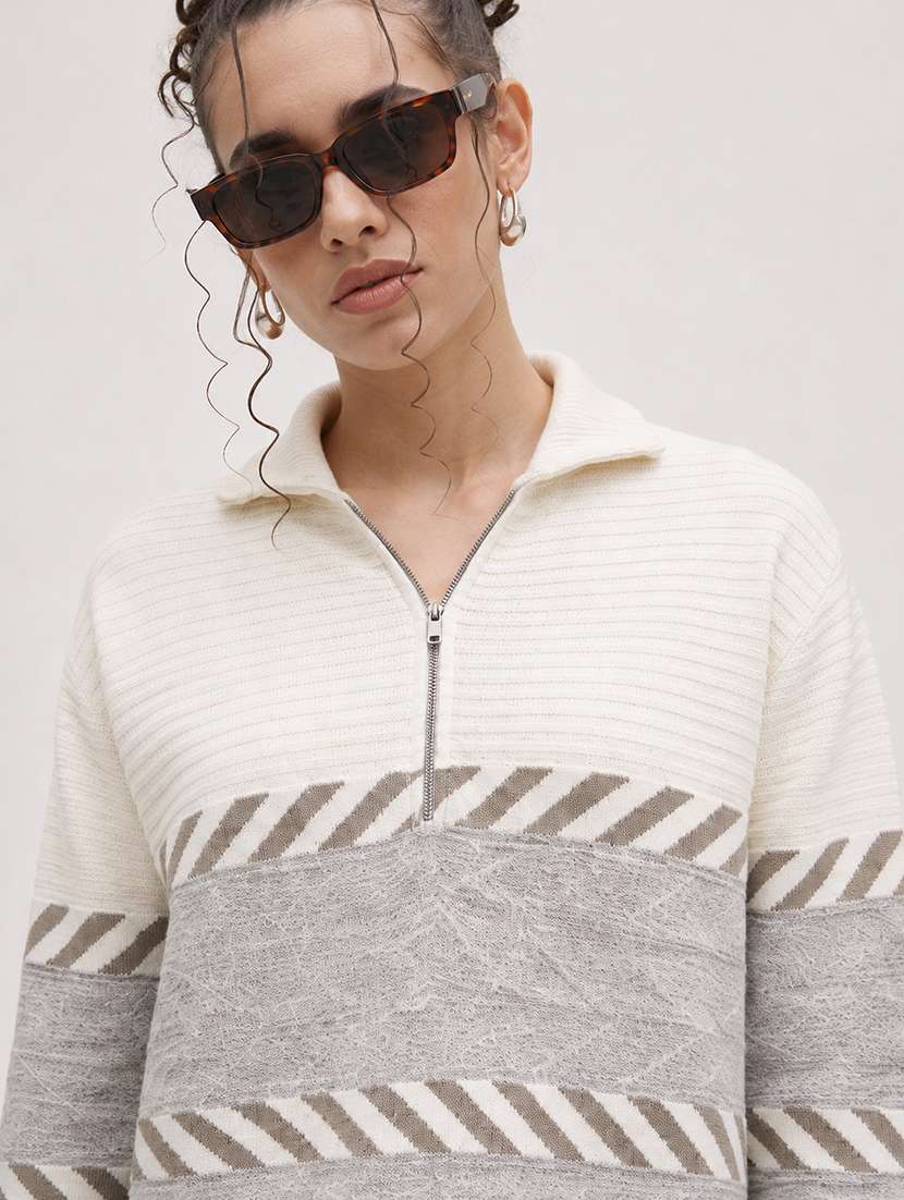 Women Self Design Long Sleeve Pullover - 22701549 -  Standard Image - 1