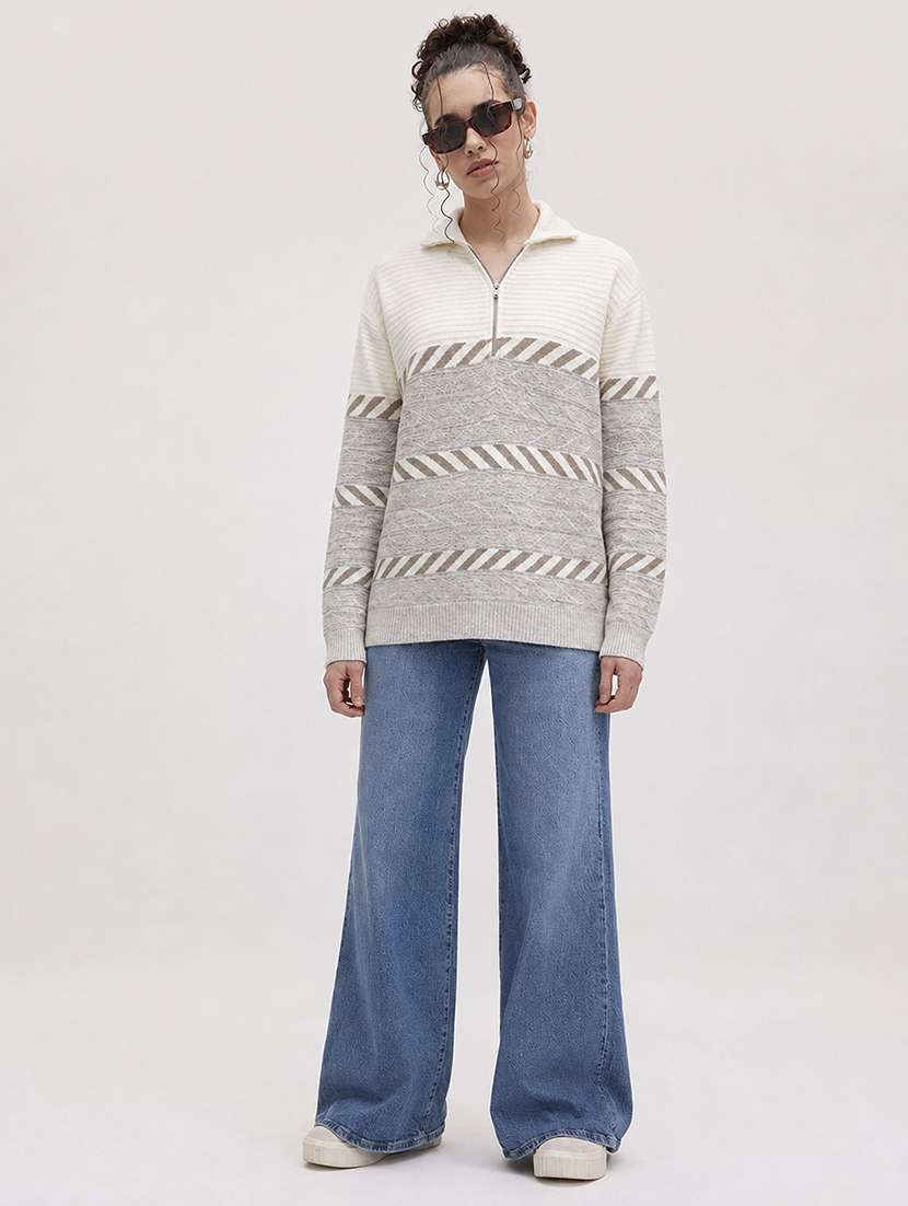 Women Self Design Long Sleeve Pullover - 22701549 -  Standard Image - 4