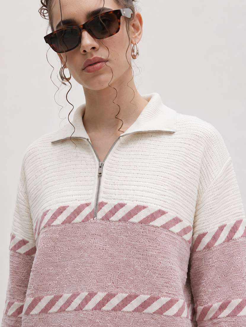 Women Self Design Long Sleeve Pullover - 22701550 -  Standard Image - 1