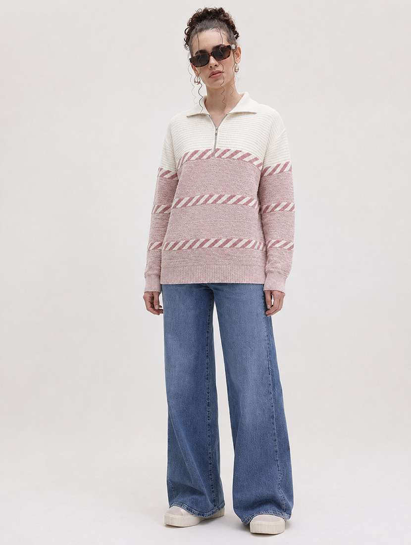 Women Self Design Long Sleeve Pullover - 22701550 -  Standard Image - 4