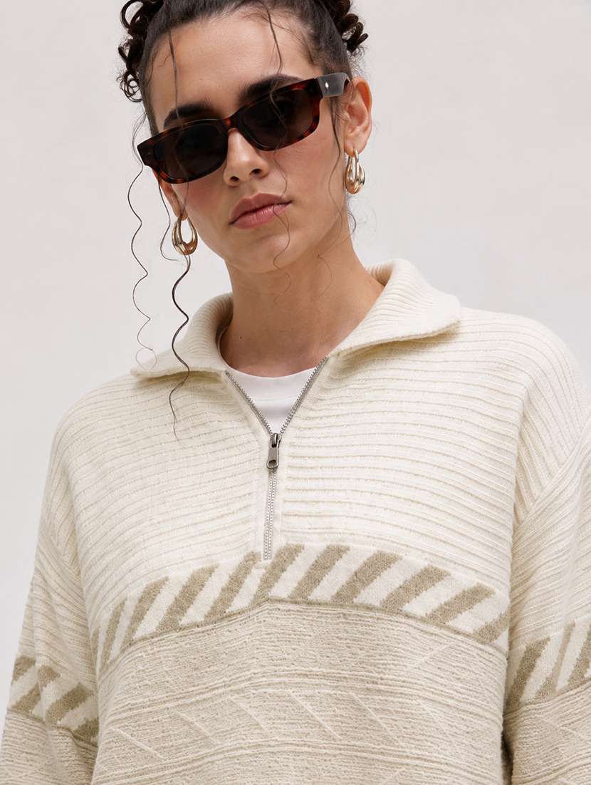 Women Self Design Long Sleeve Pullover - 22701551 -  Standard Image - 1