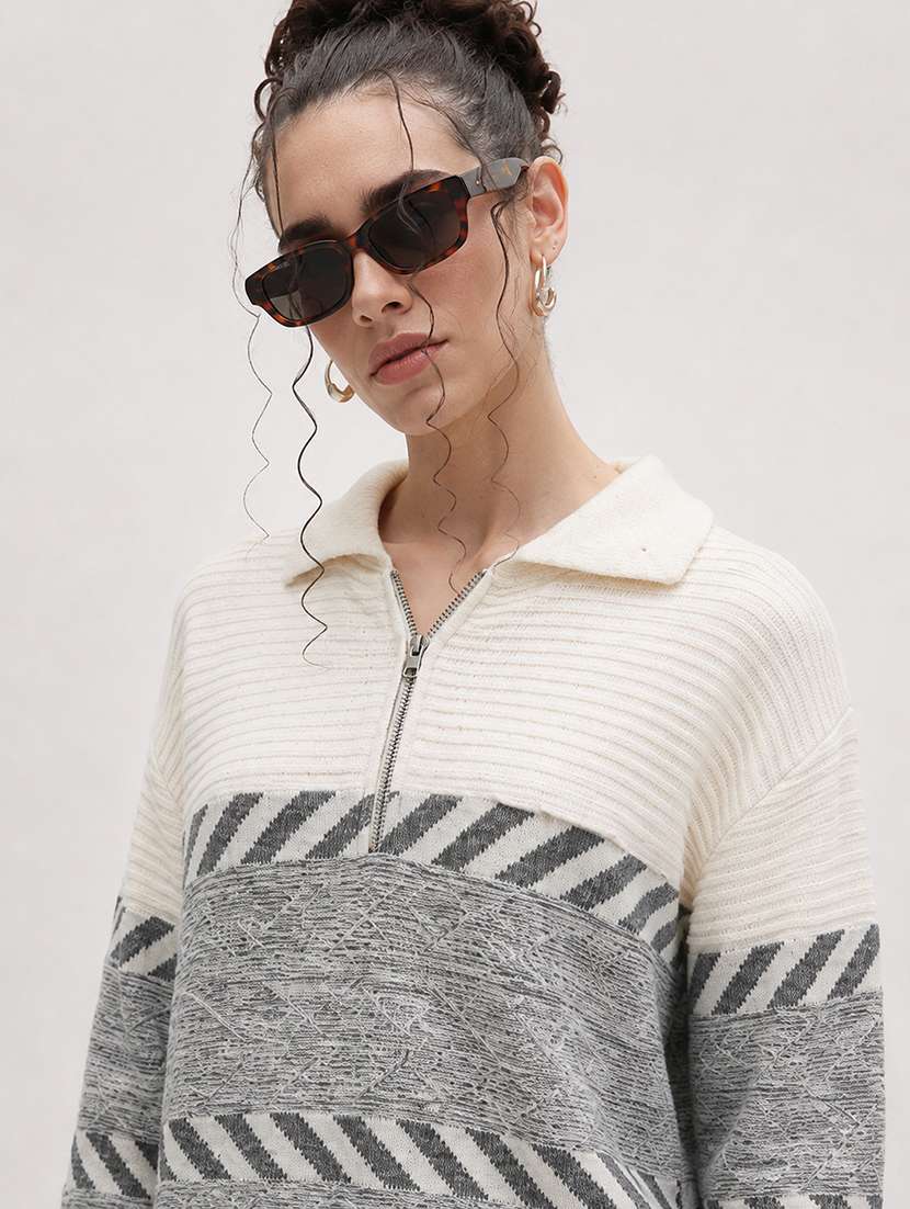 Women Self Design Long Sleeve Pullover - 22701552 -  Standard Image - 1