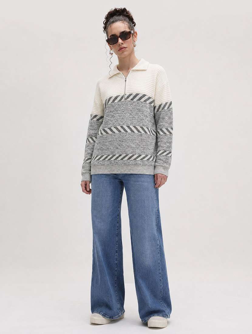 Women Self Design Long Sleeve Pullover - 22701552 -  Standard Image - 4