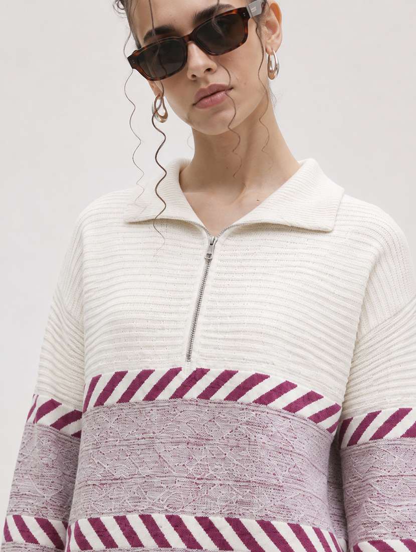 Women Self Design Long Sleeve Pullover - 22701553 -  Standard Image - 1