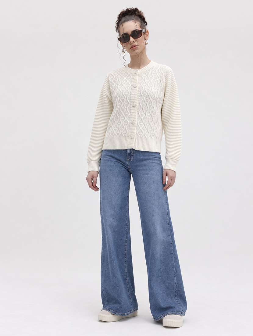 Women Self Design Long Sleeve Cardigan - 22701555 -  Standard Image - 4