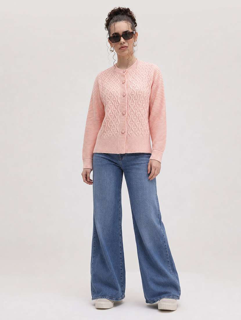 Women Self Design Long Sleeve Cardigan - 22701558 -  Standard Image - 4