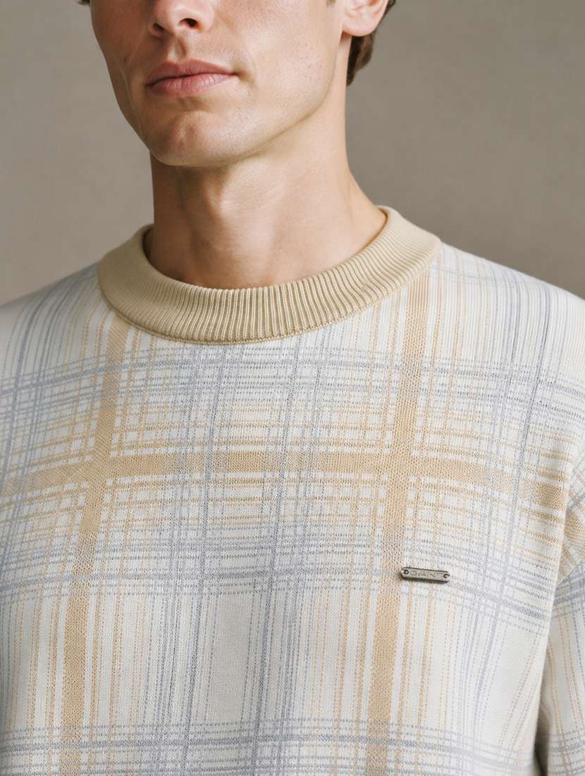 Men Checkered Long Sleeve Regular Fit Pullover - 22701565 -  Standard Image - 1