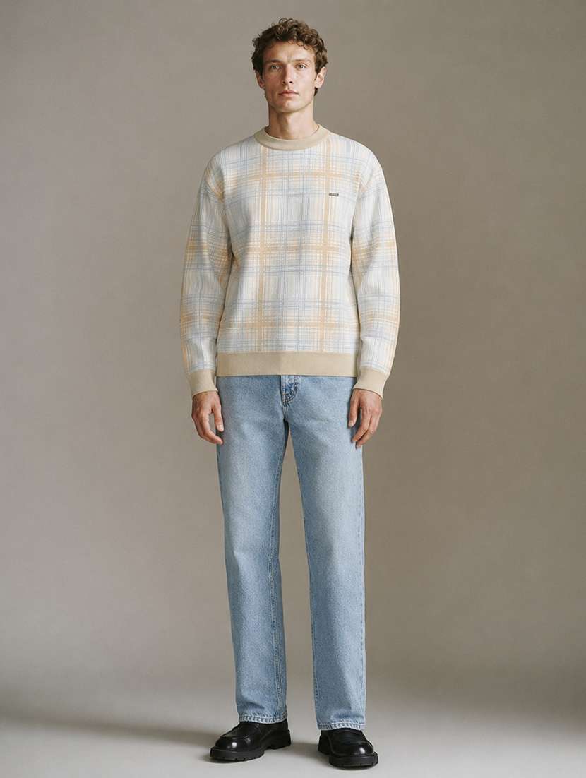 Men Checkered Long Sleeve Regular Fit Pullover - 22701565 -  Standard Image - 4
