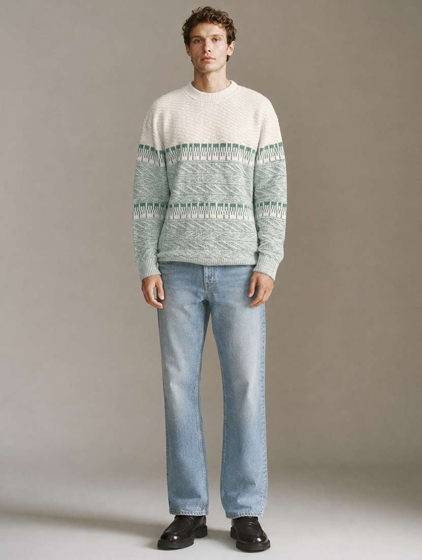 Men Self Design Long Sleeve Regular Fit Pullover - 22701569 -  Standard Image - 4