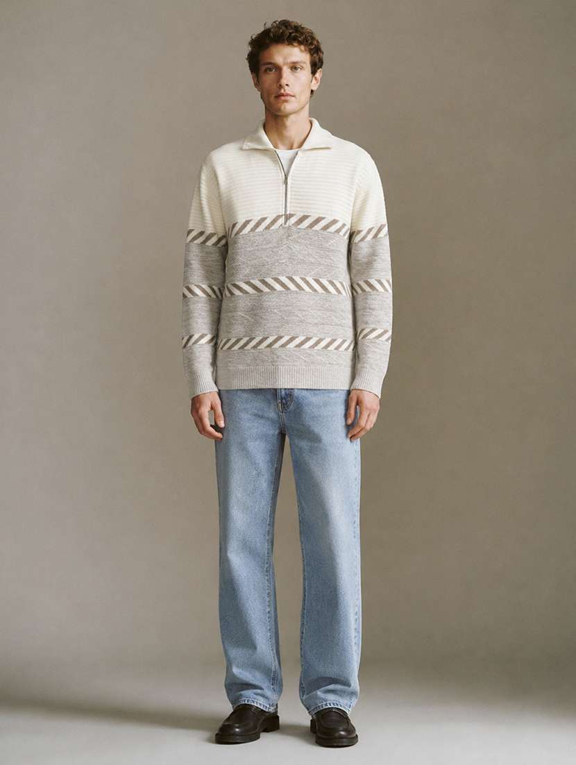 Men Self Design Long Sleeve Regular Fit Pullover - 22701580 -  Standard Image - 4