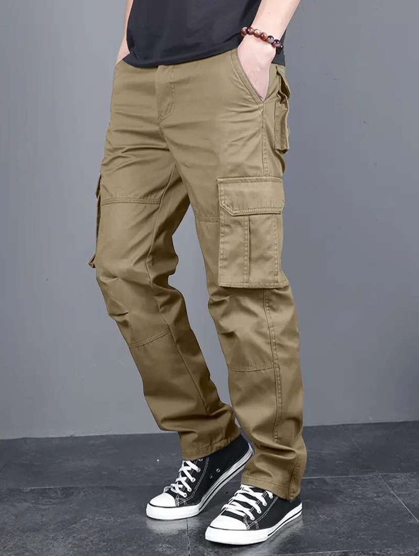 Men Solid Mid Rise Loose Fit Cargo - 22702265 -  Standard Image - 1