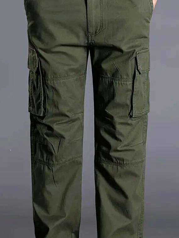 Men Solid Mid Rise Loose Fit Cargo - 22702266 -  Standard Image - 1