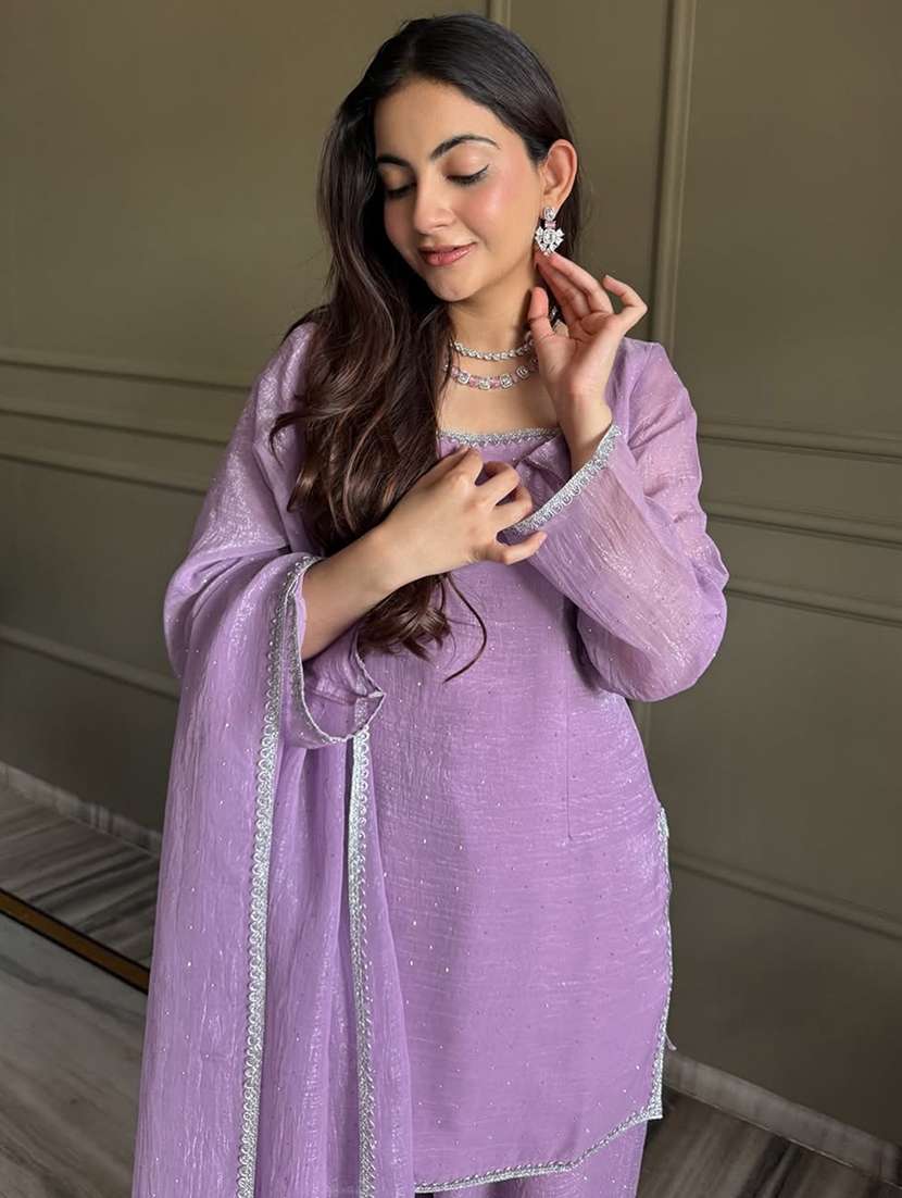 Women Self Design Long Sleeves Kurta Farshi Salwar Set With Dupatta - 22702331 -  Standard Image - 1