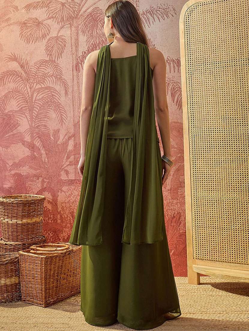 Women Embroidered Sleeveless Fusion Set - 22702334 -  Standard Image - 4