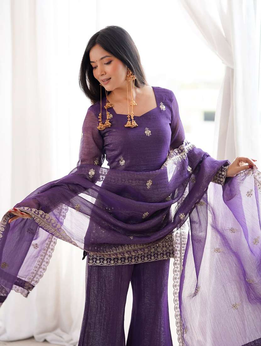 Women Embroidered Long Sleeves Kurta Sharara Set With Dupatta - 22702344 -  Standard Image - 1