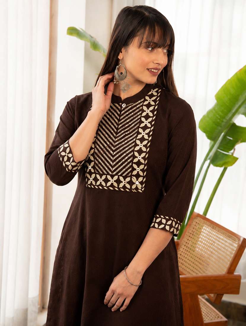 Women Printed Three Quarter Sleeve Kurta Salwar Set - 22702370 -  Standard Image - 1