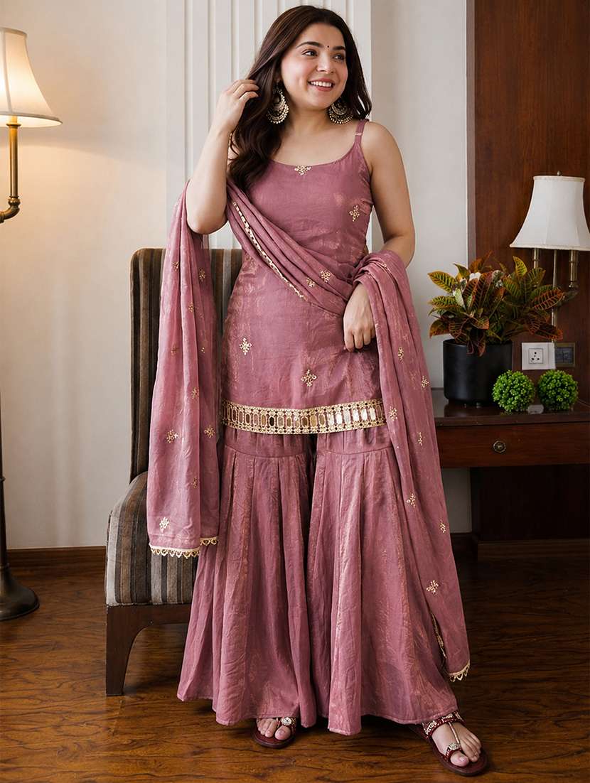 Women Embroidered Sleeveless Kurta Sharara Set With Dupatta - 22702382 -  Standard Image - 1