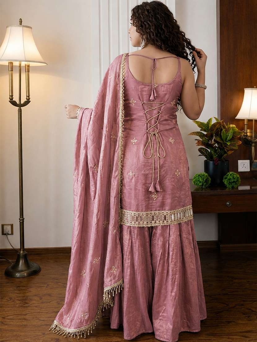 Women Embroidered Sleeveless Kurta Sharara Set With Dupatta - 22702382 -  Standard Image - 4