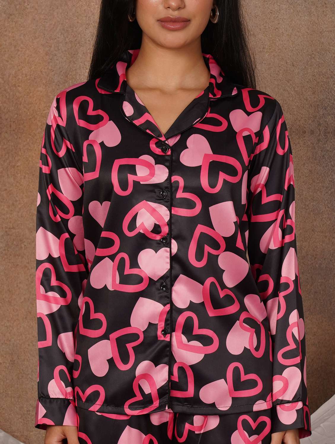 Women Printed Long Sleeves Nightwear Set - 22702471 -  Standard Image - 1