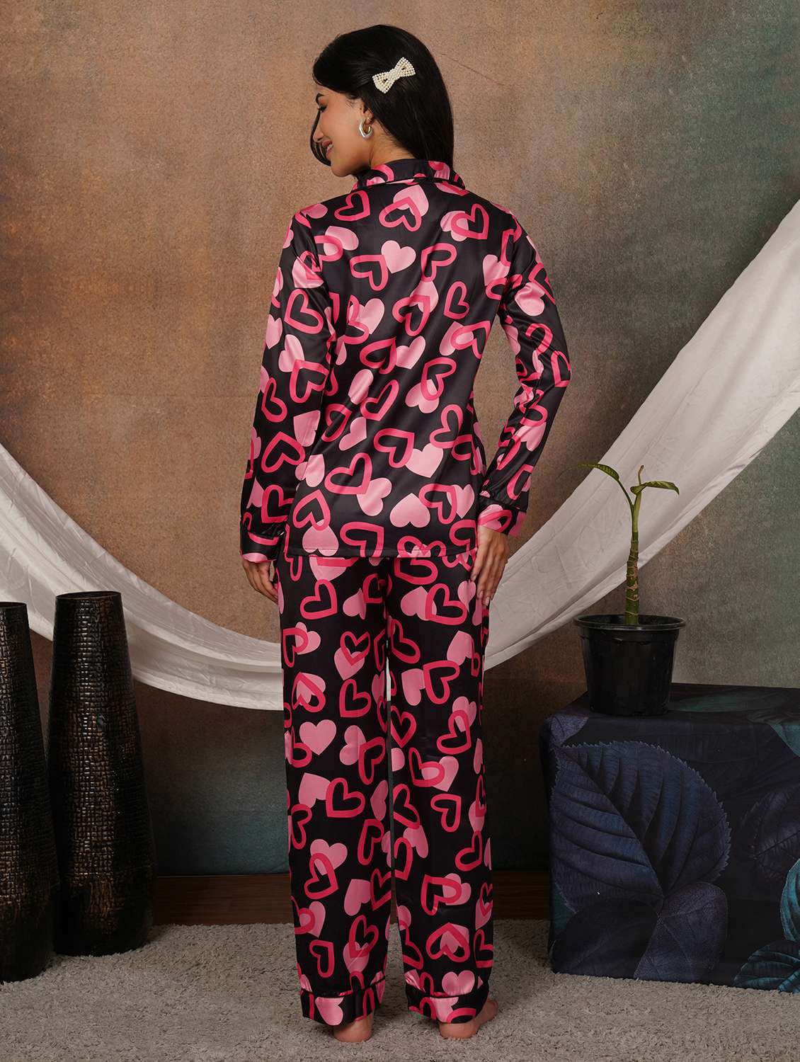 Women Printed Long Sleeves Nightwear Set - 22702471 -  Standard Image - 4