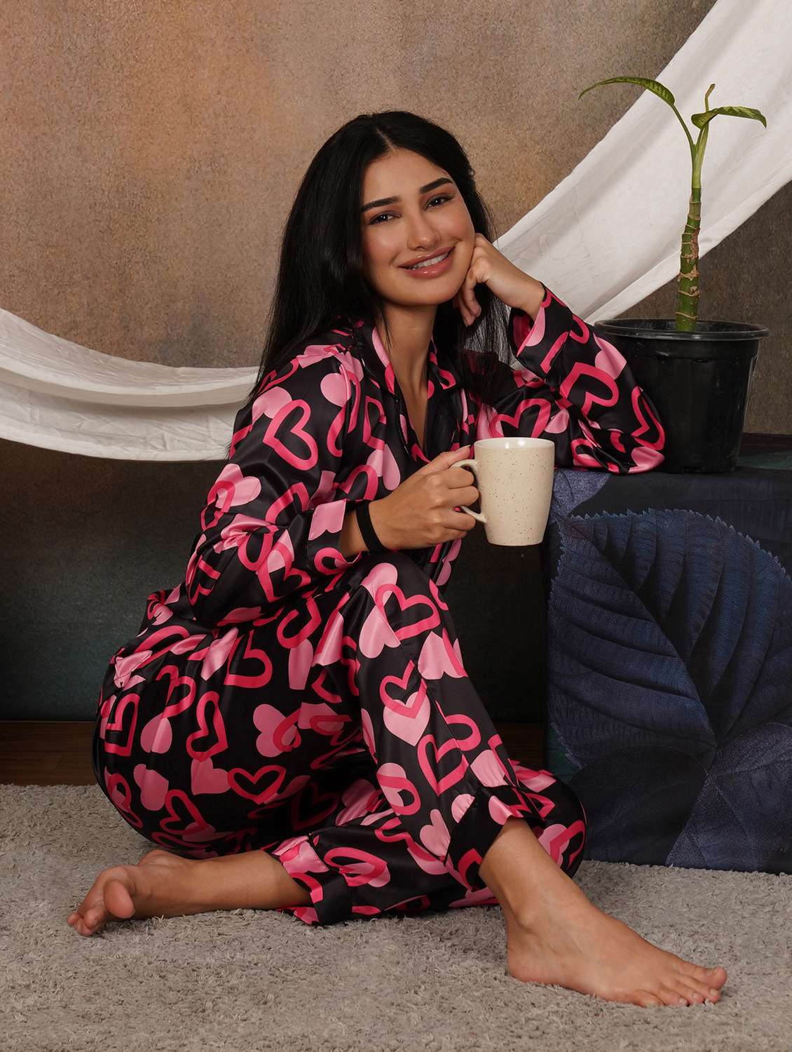 Women Printed Long Sleeves Nightwear Set - 22702471 -  Standard Image - 6