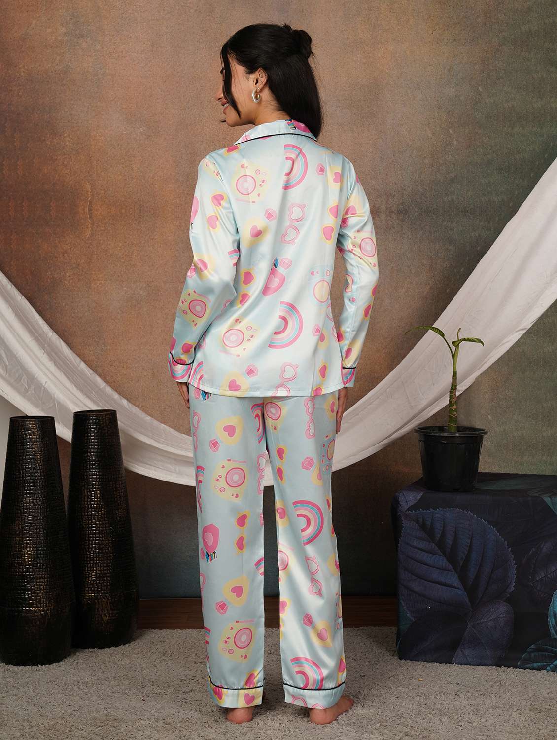 Women Printed Long Sleeves Nightwear Set - 22702474 -  Standard Image - 4