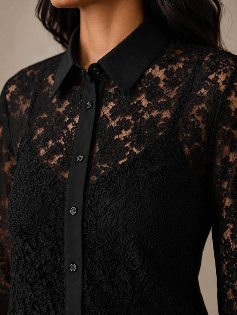 Women Self Design Long Sleeves Regular Shirt - 22702485 -  Standard Image - 1