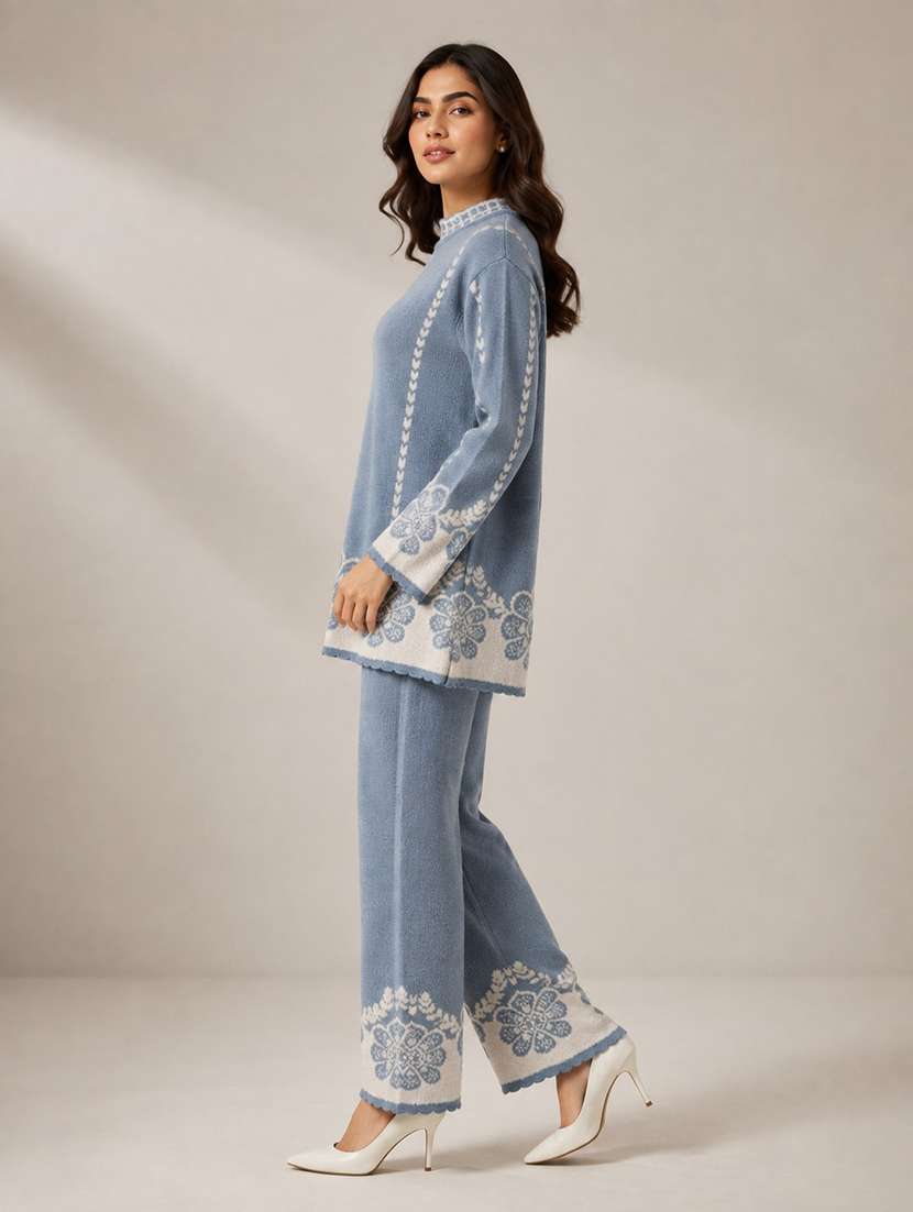 Women Self Design Three Quarter Sleeves Co-ord Set - 22702549 -  Standard Image - 1