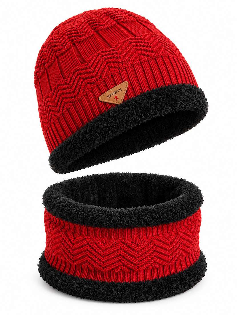 Women Knitted Winter Beanie Cap And A Matching Neck Warmer - 22702592 -  Standard Image - 1