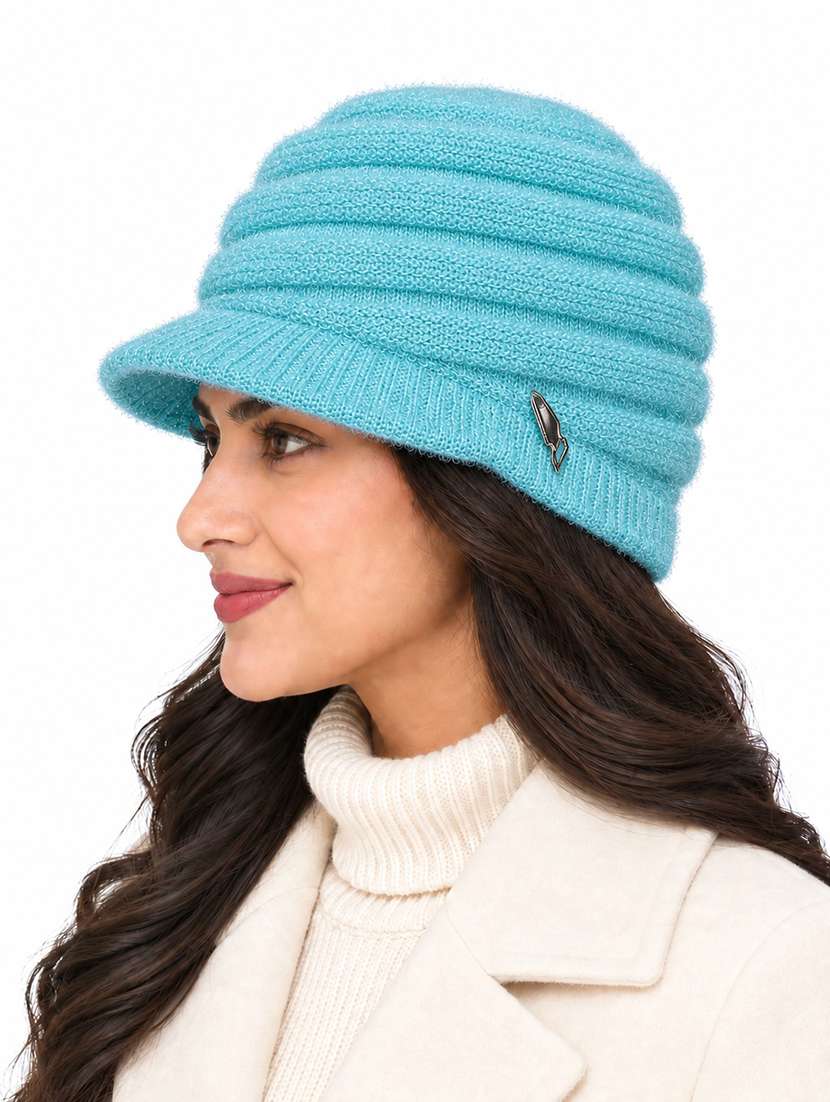 Women Self Design Winter Cap With Knit Brim - 22702598 -  Standard Image - 1