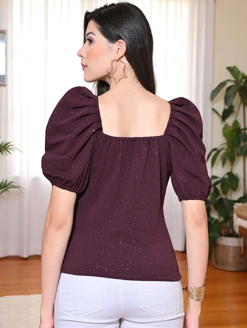 Women Self Design Puff Sleeves Regular Top - 22702797 -  Standard Image - 4