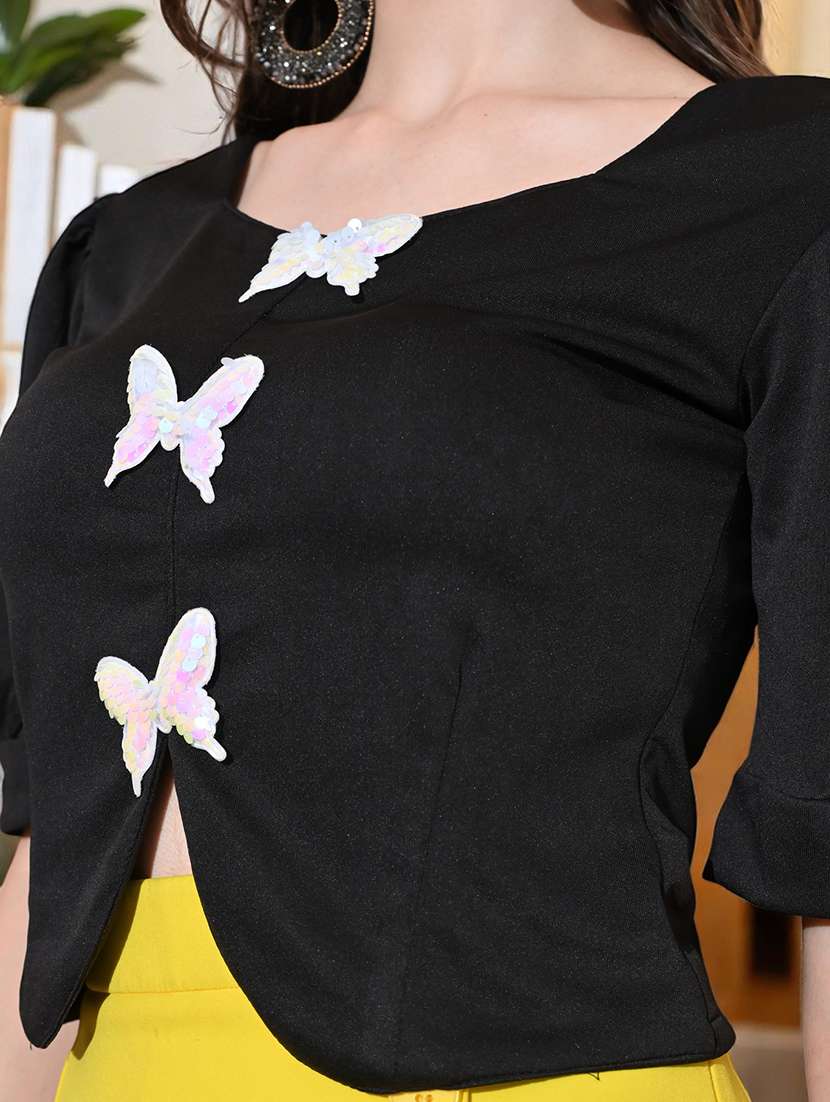 Women Embellished Puff Sleeves Regular Top - 22702802 -  Standard Image - 1