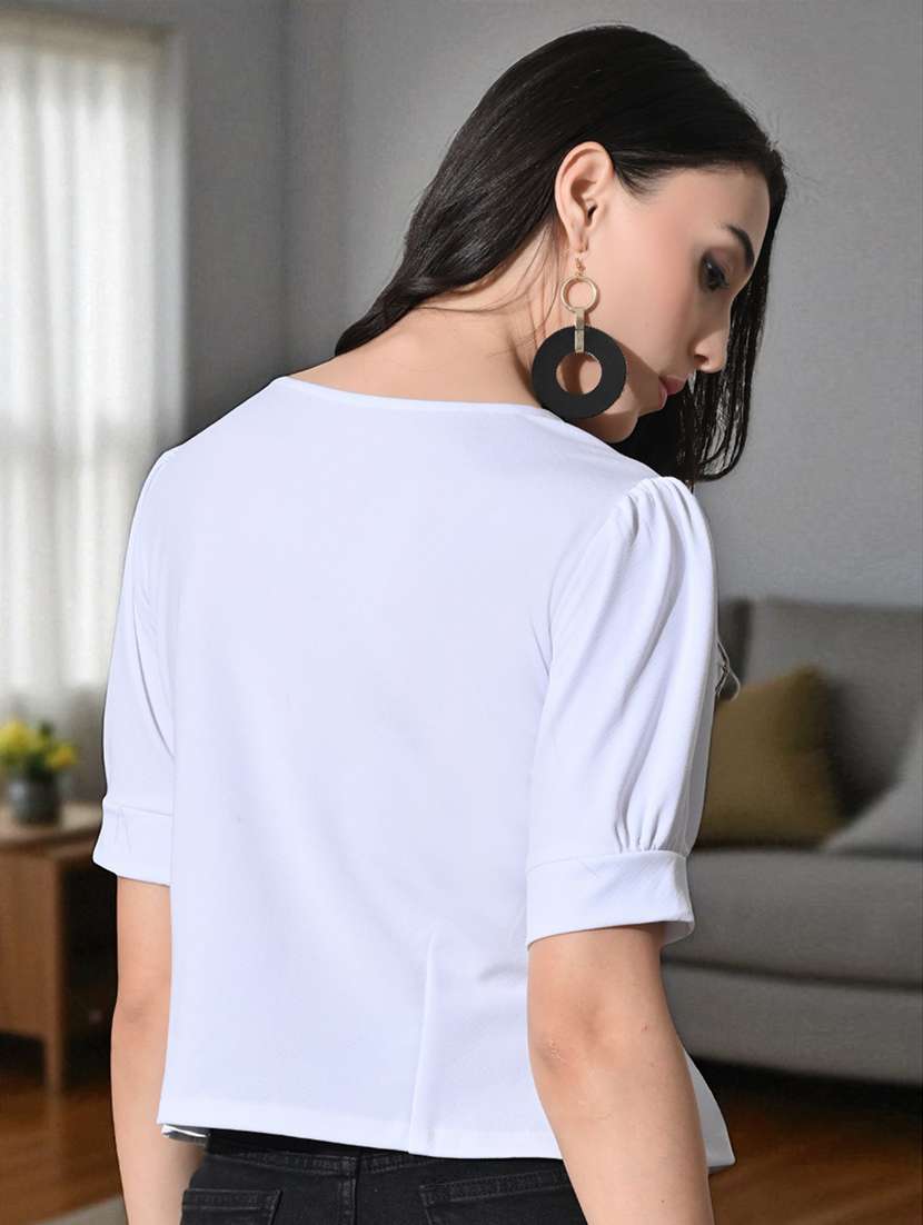 Women Embellished Puff Sleeves Regular Top - 22702811 -  Standard Image - 4