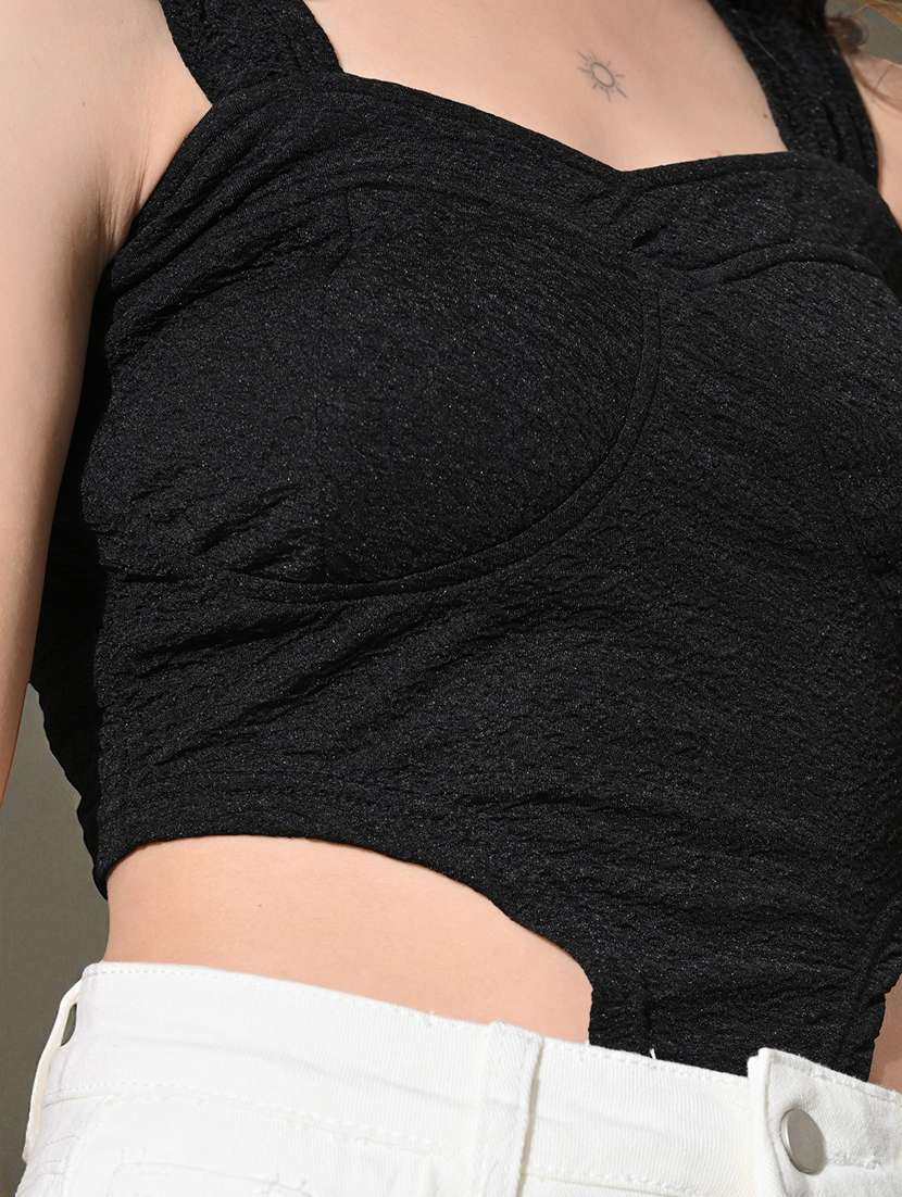Women Self Design Sleeveless Crop Top - 22702812 -  Standard Image - 1