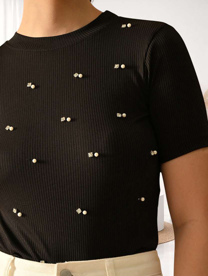 Women Embellished Short Sleeves Regular Top - 22702830 -  Standard Image - 1